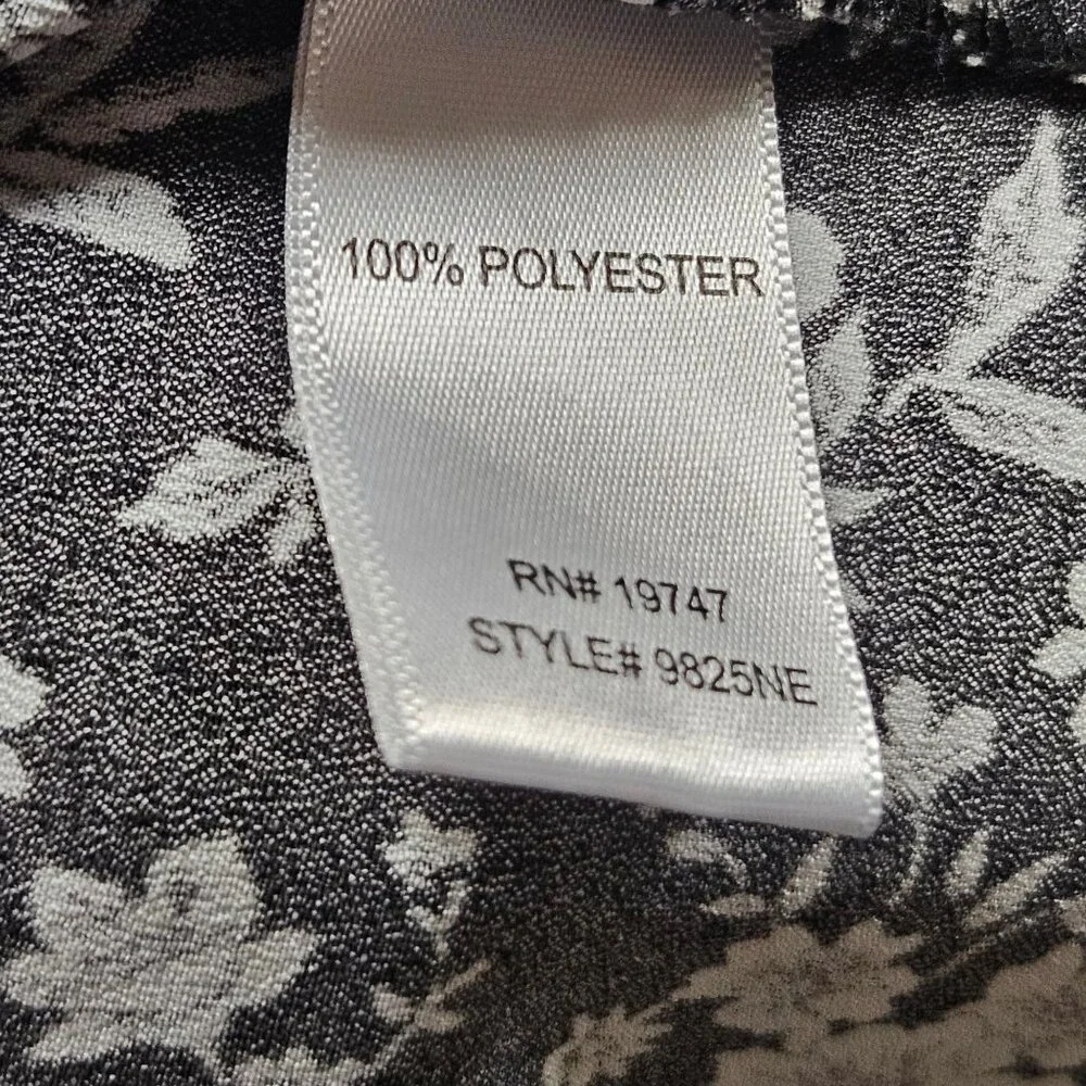 Nine Eight New York Tunic Womens Size XL Black White Floral Top Long Sleeve - Picture 8 of 9